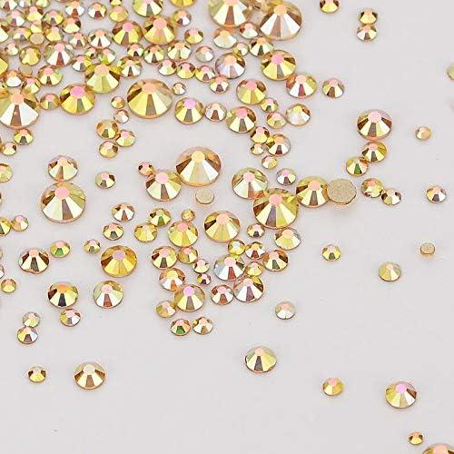 Dowarm 2650 Pieces Glass Flat Back Crystal Rhinestones Round Gems, 6 Sizes  1.5mm - 6.5mm, Flatback Crystals Loose Gemstones for Crafts Nail Face Art