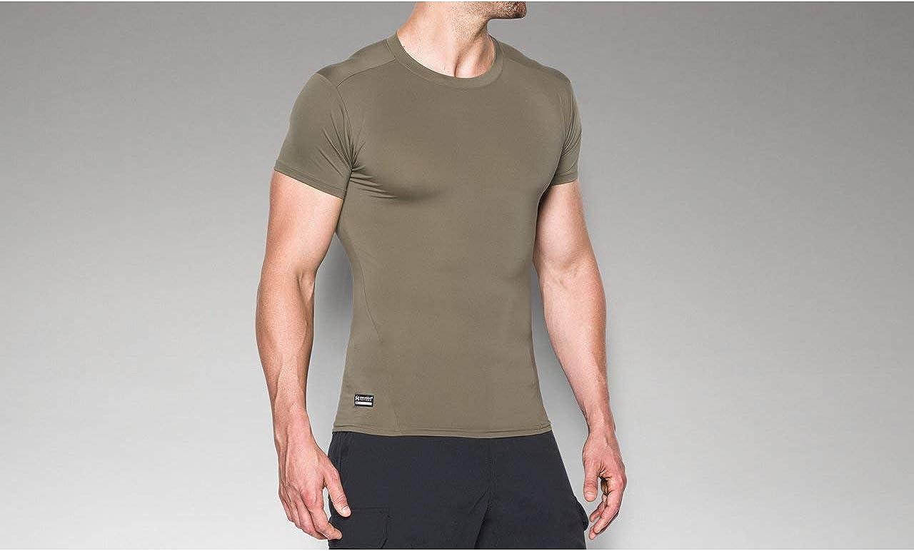 Under Armour Men's HeatGear Tactical Compression Short-Sleeve T-Shirt  Federal Tan (499)/White X-Small
