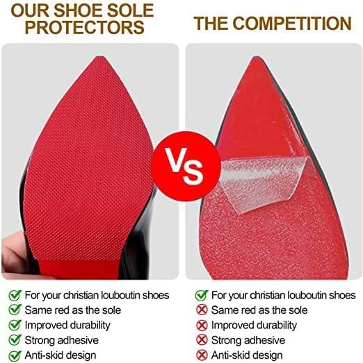 Shoe Sole Protectors for Christian Louboutin Heels, Red Silicone Non-Slip Self Adhesive Shoes Cover Bottoms, Shoe Bottom and Heel Anti Slip Grip