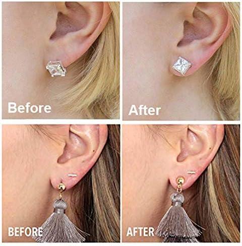 6 Pairsearring Lifters, Adjustable Hypoallergenic Earring Secure Backs, 18K Gold Plated, Sterling Silver, Heart-shaped, Crown & Clover Style