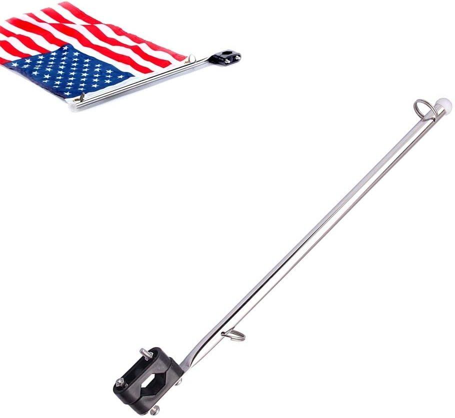 Stainless Steel Rail Mount Boat Pulpit Staff (7/8 - 1) , boat yacht  marine flag pole
