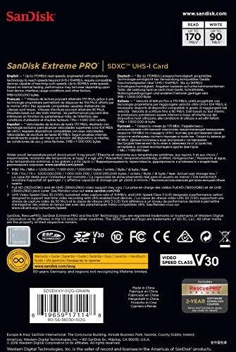 SanDisk 512GB Extreme PRO SDXC UHS-I Card - C10, U3, V30, 4K UHD ...