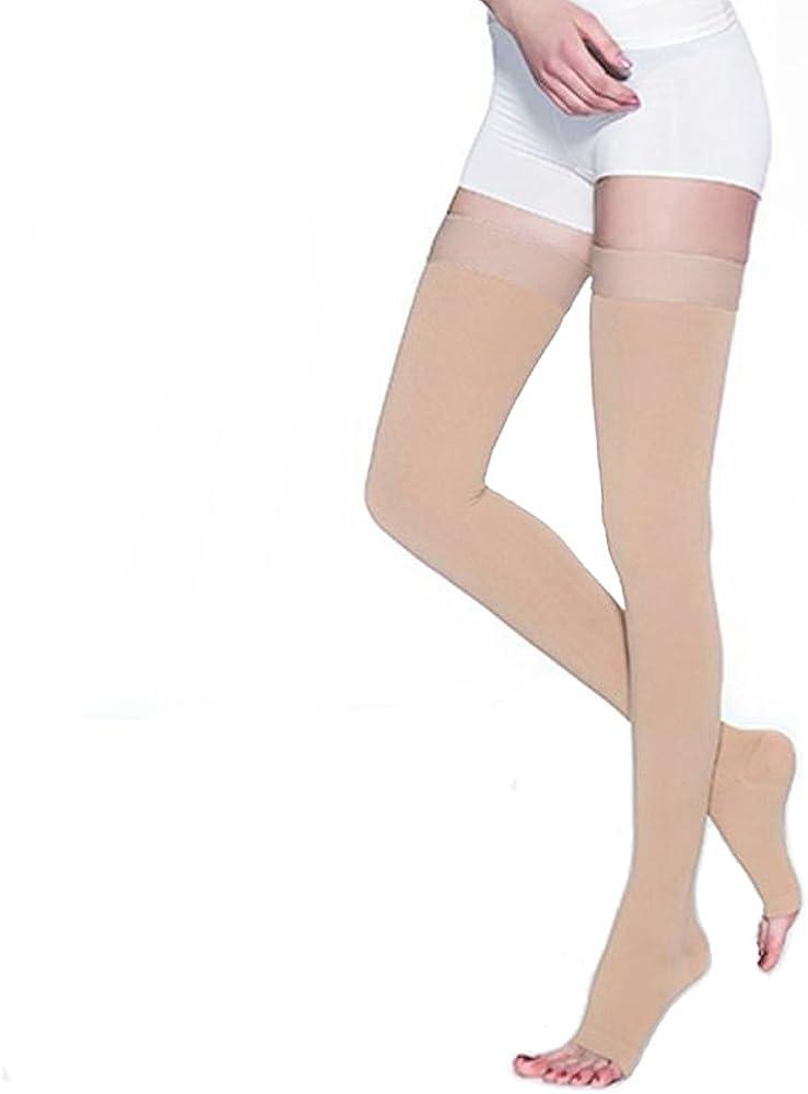 1 Pair Of Women's Brown Nude Elastic Compression Pantyhose