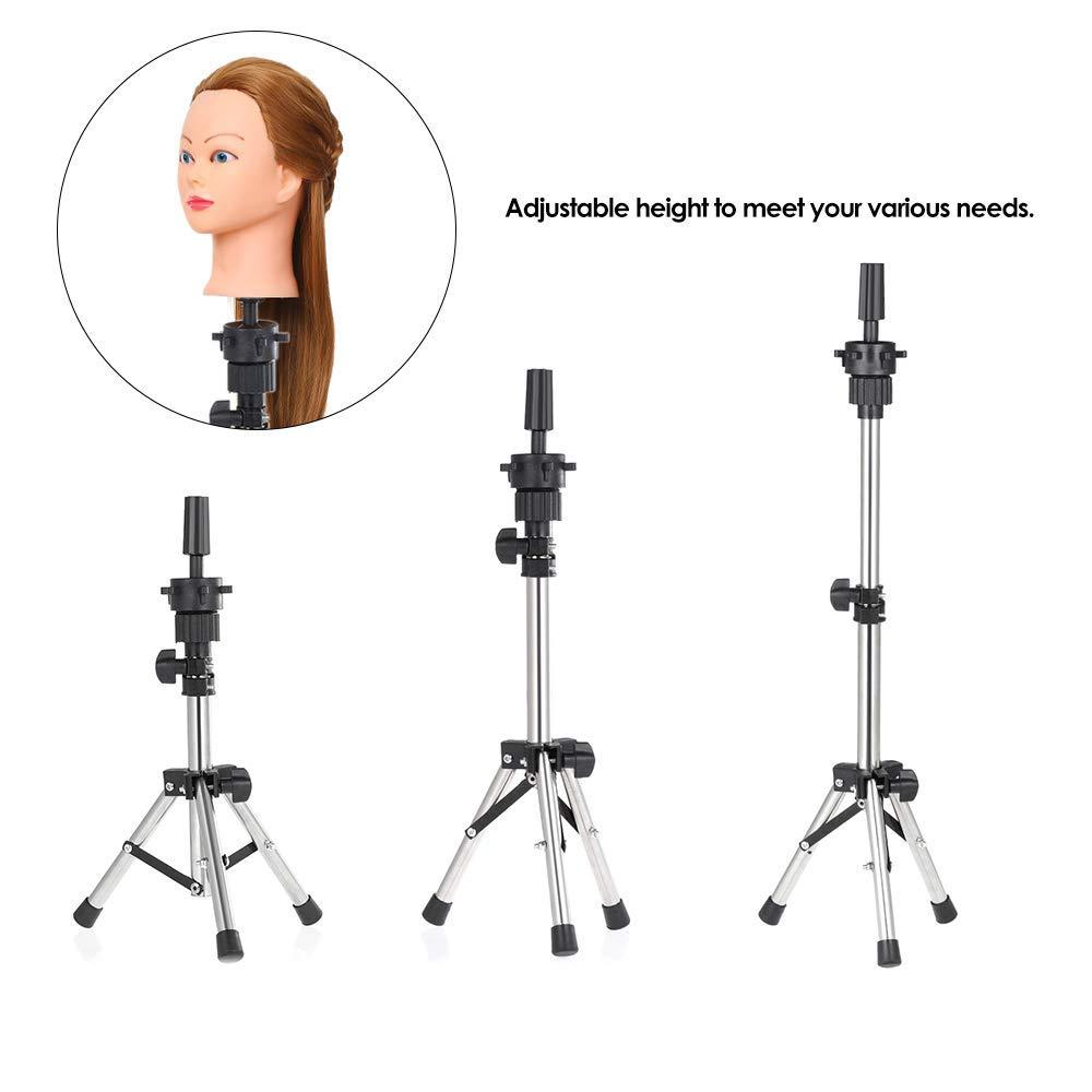 Wig Stand Tripod With Training Mannequin Head Canvas Block Head With Wig  Stand Adjustable Tripod Stand Wig Head Stand Holder Color: with wig tripod