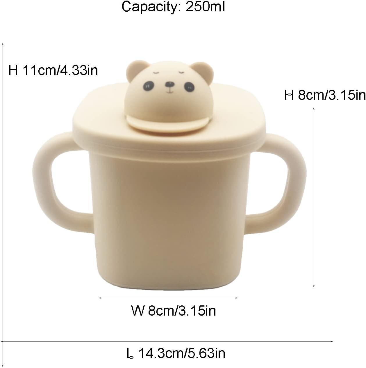 250ml Weighted Straw Sippy Cup Animal Pattern Leak Proof Infant