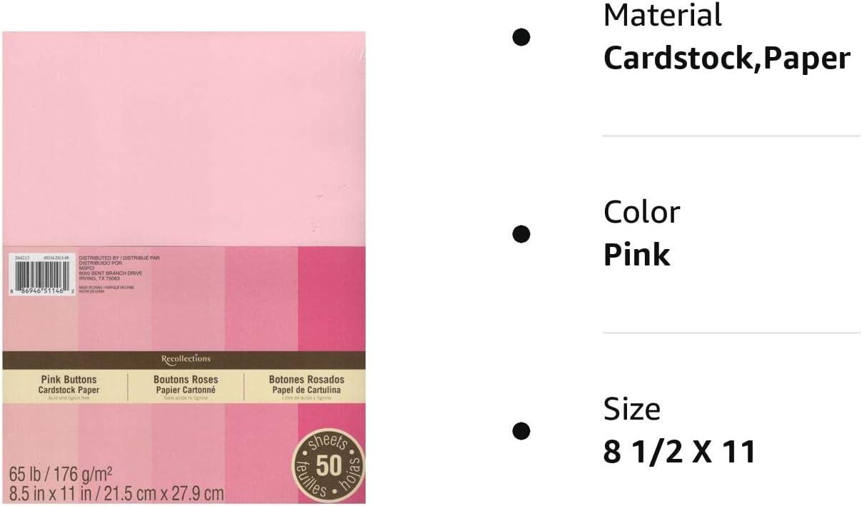 12 Packs: 100 ct. (1,200 total) Pink Buttons 4.5 x 7 Cardstock Paper by  Recollections™ 