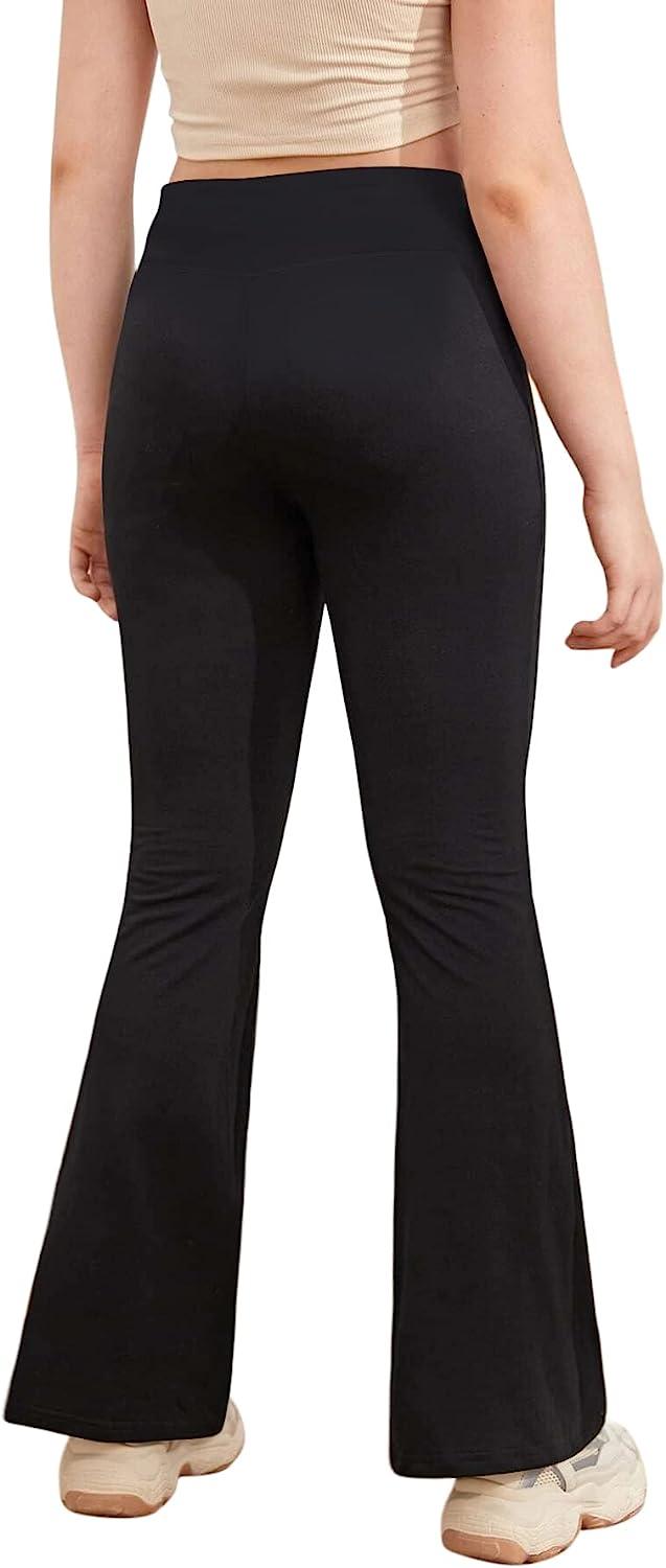 Buy Girls' Leggings Cross Flare Pants Black High Waist Soft