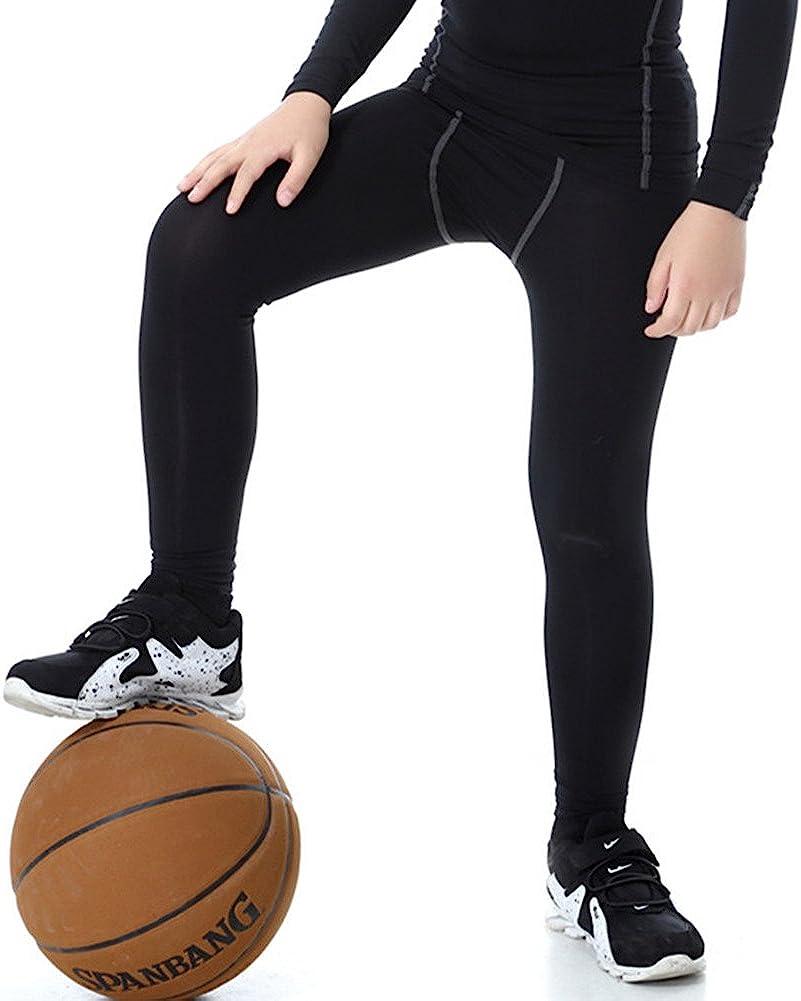  CVVTEE Boys Compression Pants Base Layers Soccer Hockey  Tights Athletic Leggings Thermal For Kids