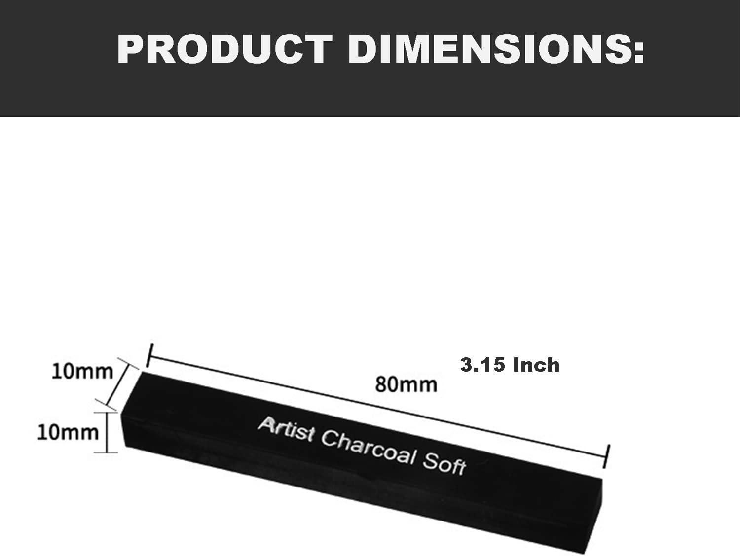 Soft/Medium/Hard 6Pcs Compressed Charcoal Sticks Black Square Graphite  Drawing Pencil Art Suppl (Black)