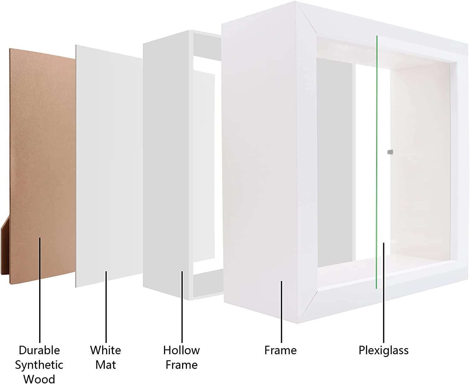  7x7 Shadow Box Frame in White, Interior 2.3 Deep