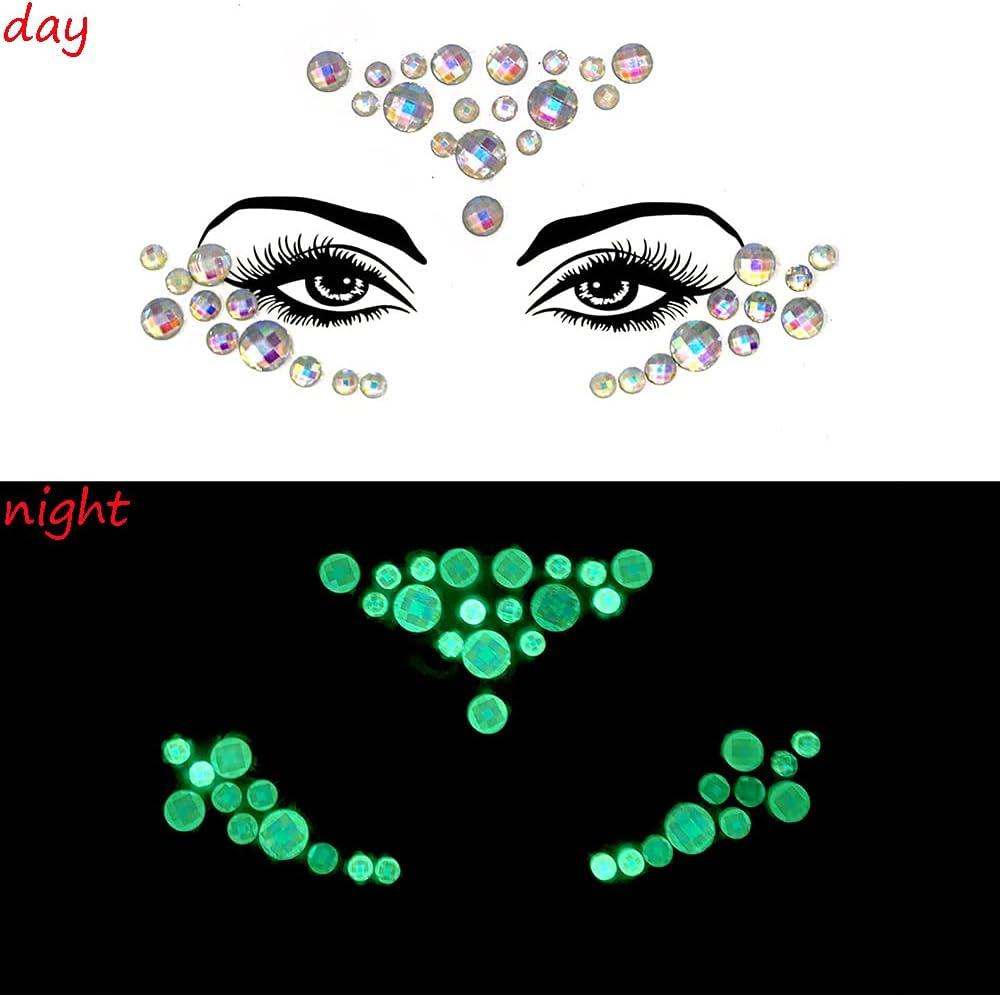 Luminous Glitters for Face Rhinestones Halloween Temporary Tattoo Glow in  the Dark Face Jewels Sticker for Halloween Party - AliExpress