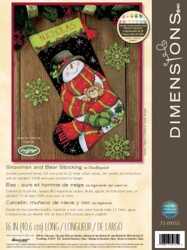 Dimensions Snowman and Bear Needlepoint Christmas Stocking Kit, 16