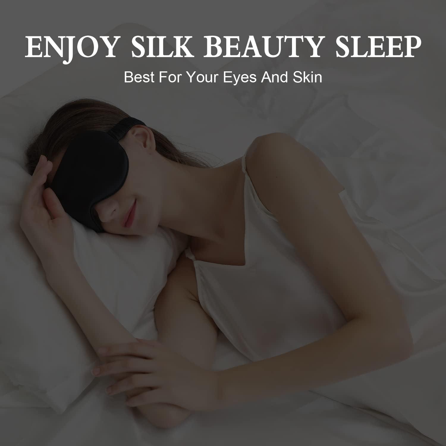  ZIMASILK Adjustable Pure Mulberry Silk Sleep Mask, 3D Contoured  Cup Eye Mask for Sleeping, Super Soft Breathable Blindfold, Perfect Blocks  Light for Sleeping. (Black) : Health & Household