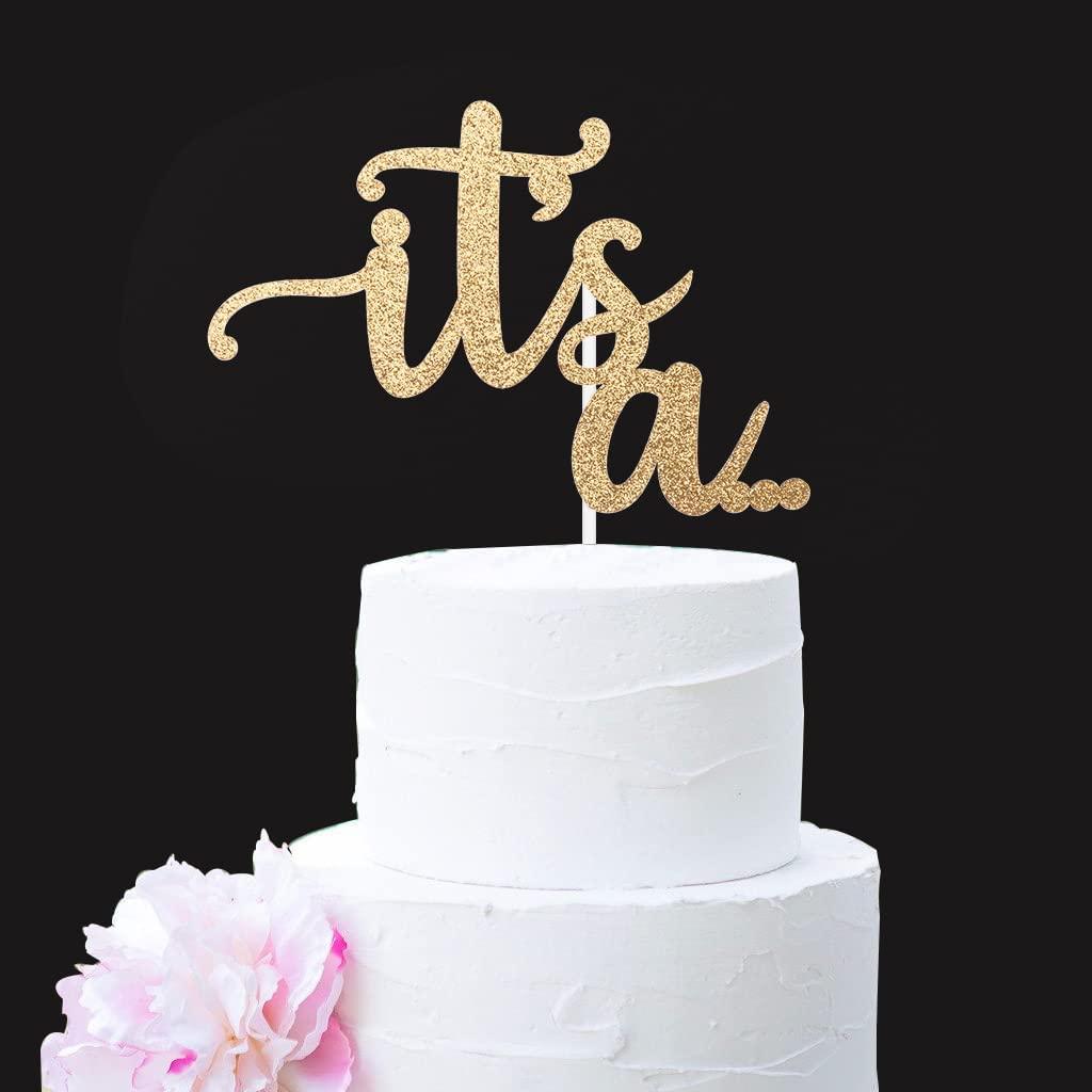 Glitter Double Sided Gold Gender Reveal Cake Topper, It\'s a Cake ...