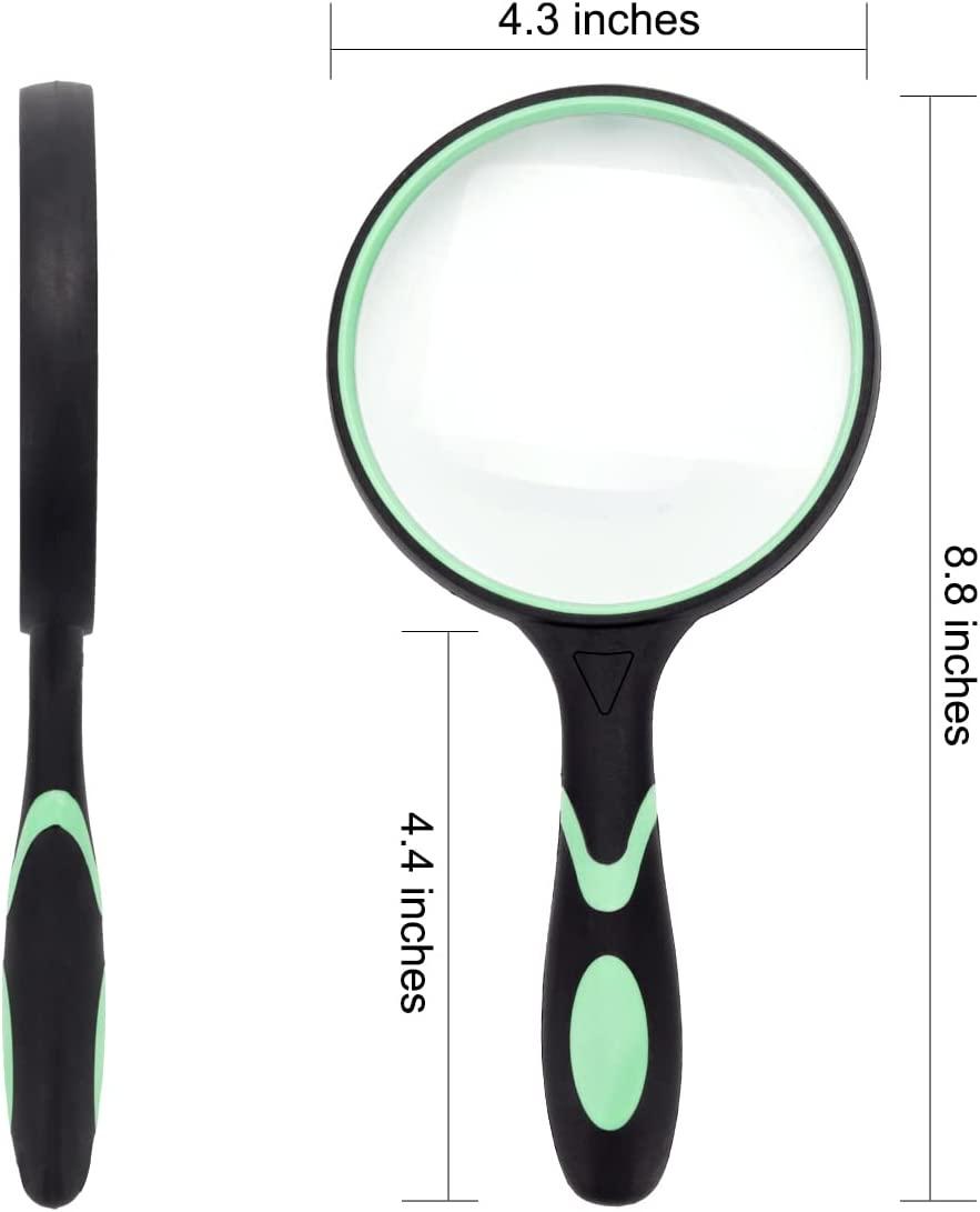 Magnifying Glass 10X,100mm/4inch Magnifying Lens Handheld Reading Magnifier with Non-Slip Soft Rubber Handle for Reading Books, Inspection,Insect and