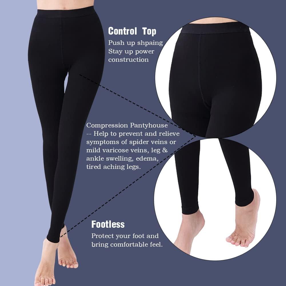 Womens Compression Leggings 20-30mmHg for Swelling & Edema - Black