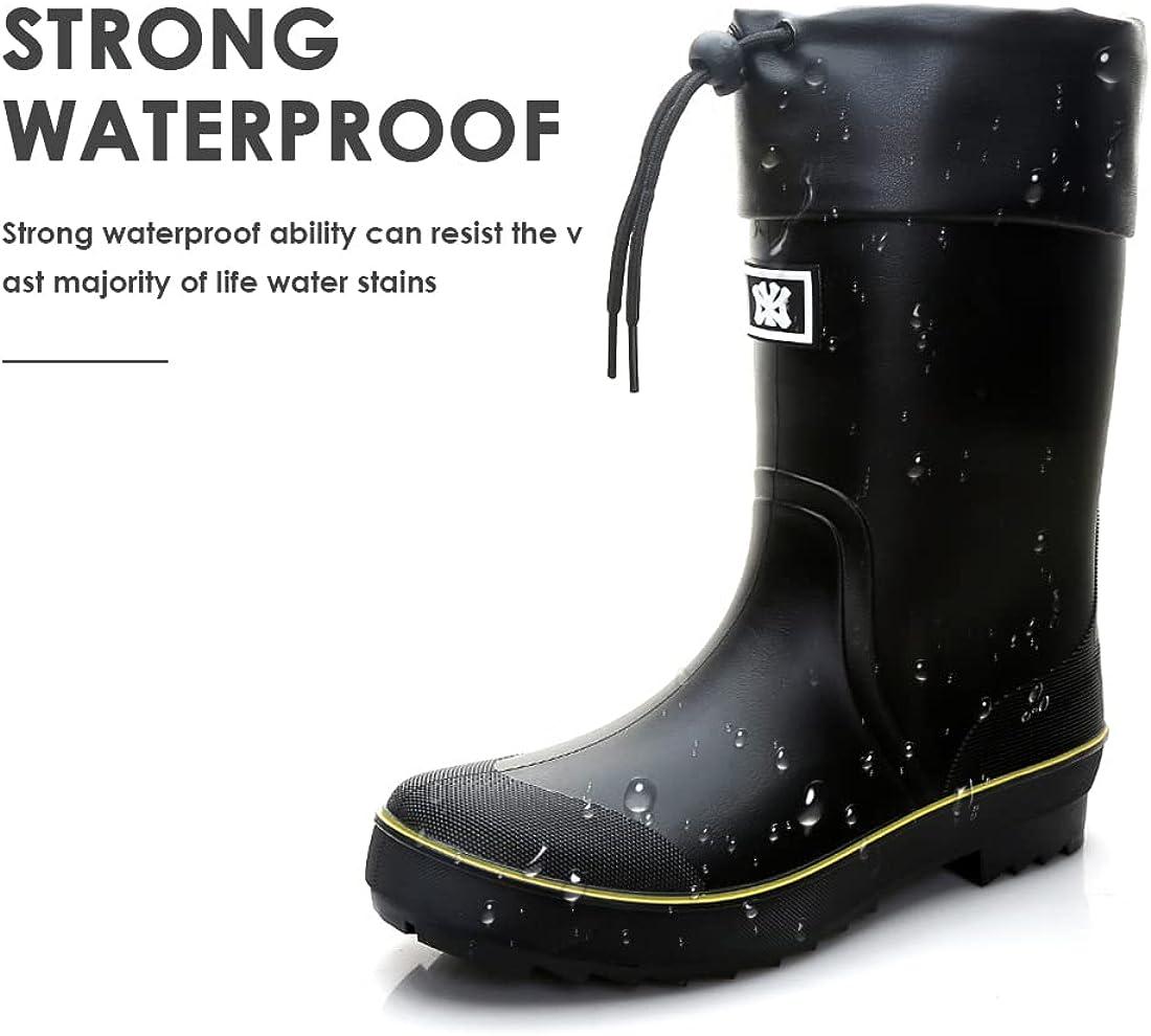 Rain Boots for Men, Waterproof PVC Rubber Boots Mens Garden Boots, Comfort  Mid-Calf Lightweight Adjustable Raining Shoes, Elastic Chelsea Ankle Rain  Boots Fishing Shoes for Yard Farm Outdoor Work 10.5 Black-yellow