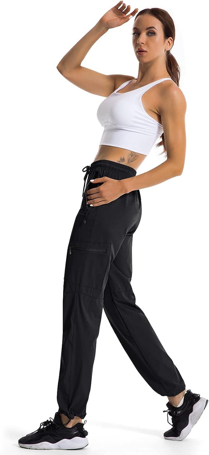 Capol Black Cargo Joggers for Women Lightweight Summer Workout Waterproof  Solid Cargo Pants Black XS - ShopStyle