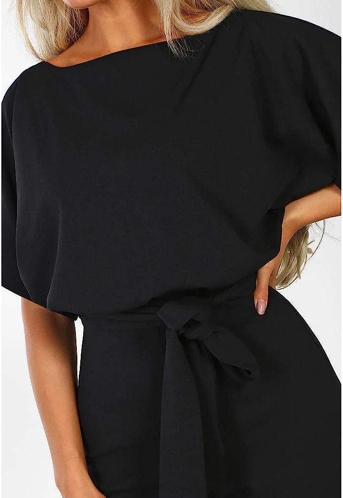 Women's Strapless Tube Casual Top Rompers Off Shoulder Belted Wide Leg  Jumpsuit