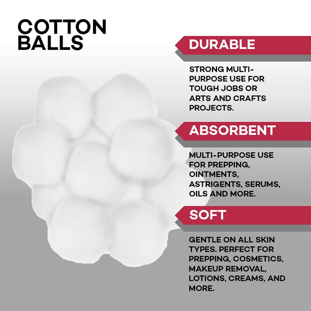Dealmed Cotton Balls 1000 Count Medium Cotton Balls, Non-Sterile Bag of Cotton  Balls in Easy to Access Zip-Locked Bag, Great for Skin Prep, Wound  Cleansing, and DIY Needs 1000 Count (Pack of