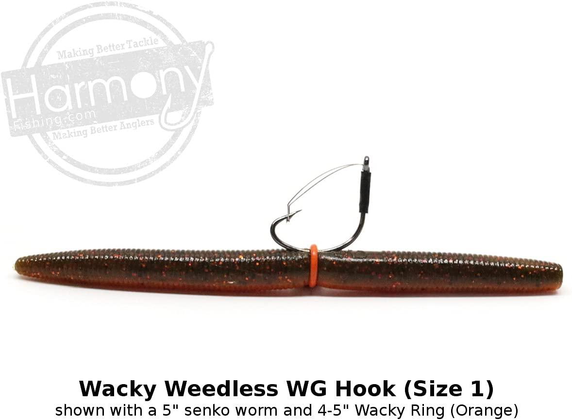 Harmony Fishing - Razor Series Wacky Weedless WG Hooks Size 1 (10 Pack)