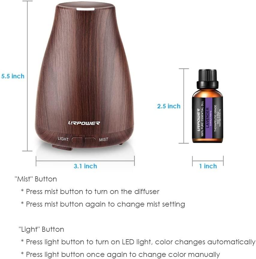 URPOWER Classical Essential Oil Diffuser with 6 Bottles 100% Pure