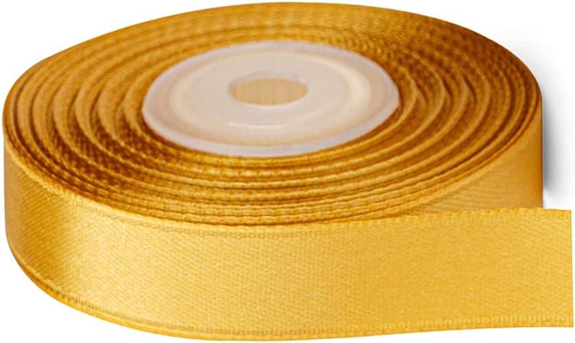 LIUYAXI Solid Color Yellow Satin Ribbon 1/2 inch x 25 Yard, Ribbons Perfect for Crafts, Hair Bows, Gift Wrapping, Wedding Party Decoration and More