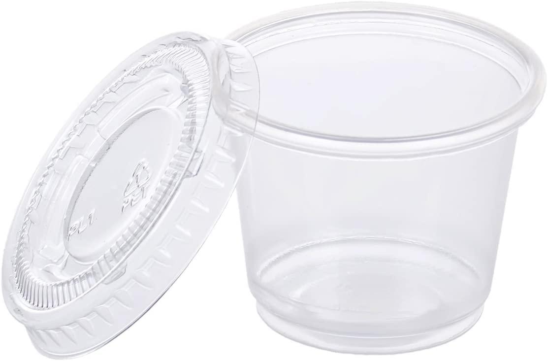  (125 Pack) 1-Ounce Plastic Portion Cups with Lids