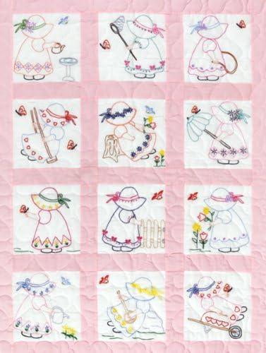 Jack DEMPSEY,Stamped White Nursery Quilt Blocks 9x9 12/Pkg Peek A Boo