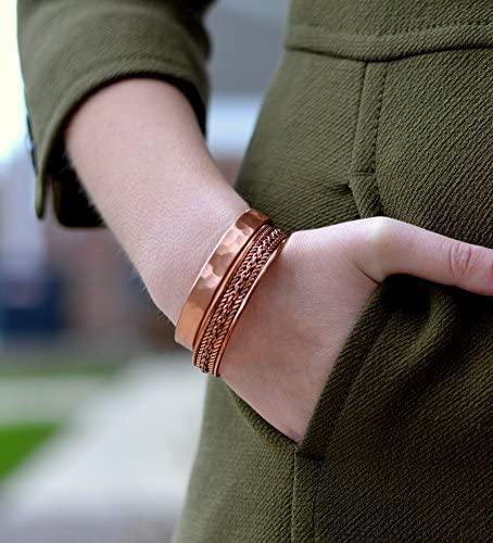 Solid Copper Bracelets for Women Adjustable Cuff Flower Copper Magnetic  Bracelet Arthritis Benefit Health Energy Bracelet
