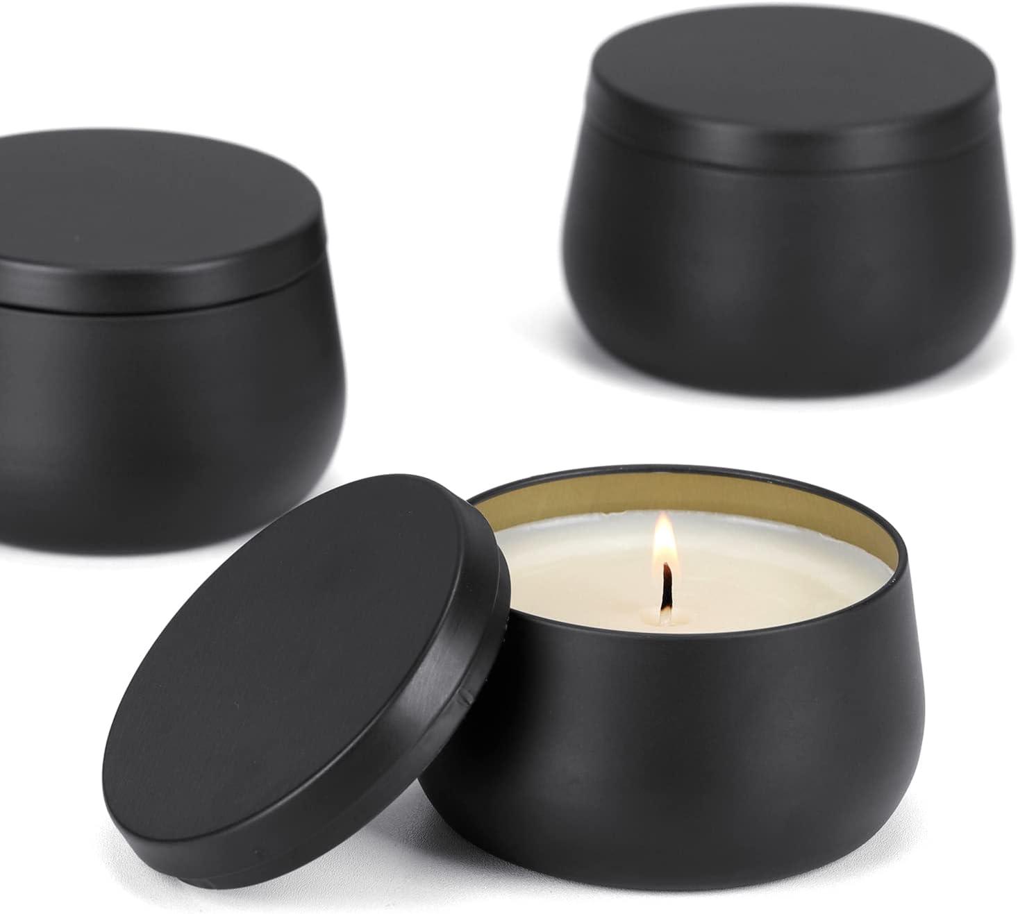 ZOENHOU 60 Pack 4 Oz Candle Tins, Round Empty Metal Tins with Lids,  Portable Metal Storage Candle Containers, CandleJars for Making Candles,  Black