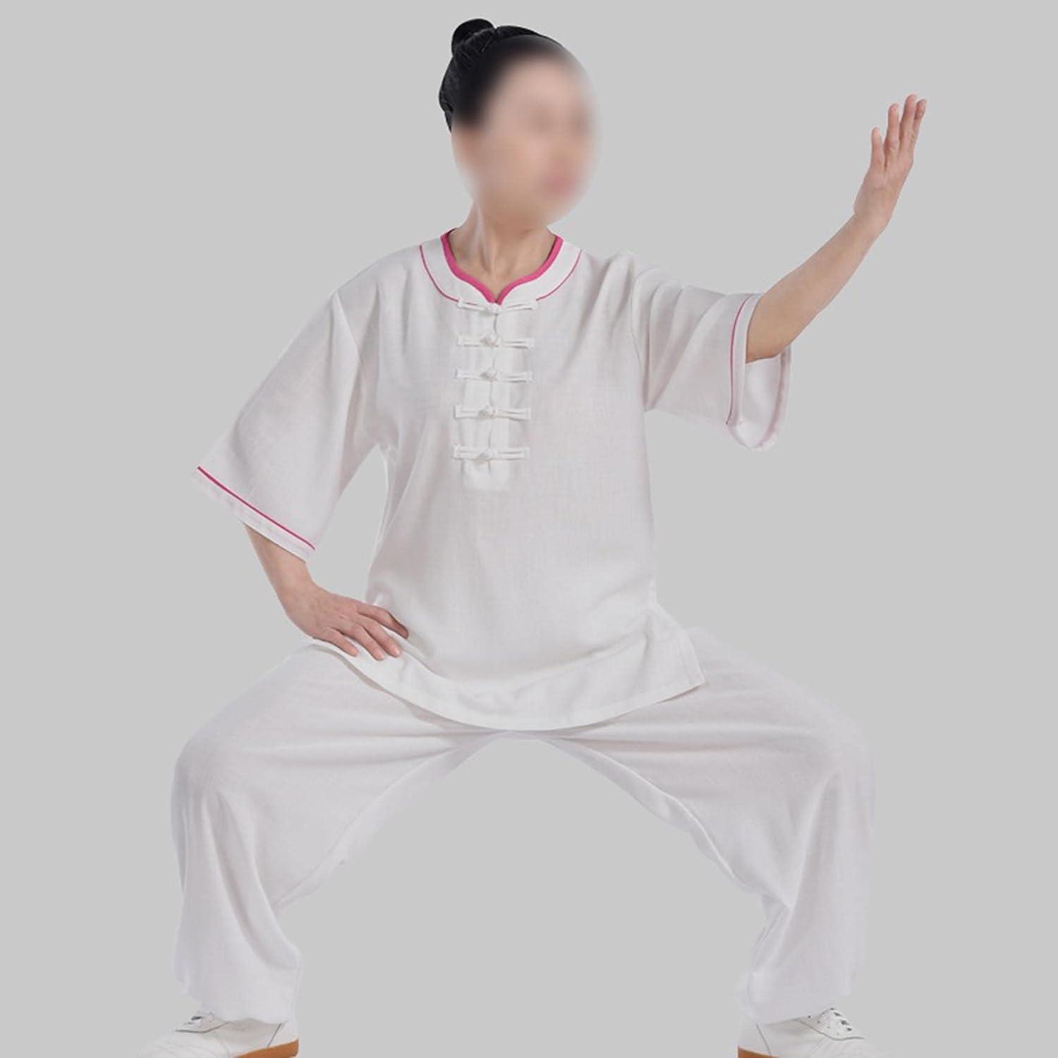  Chinese Traditional Tai Chi Kung Fu Uniform Karate Costume  Tai Chi Clothes Yoga Clothes Suit Cotton Linen Chinese Tang Suit Tea  Clothing Meditation Clothes BUYT (Color : Grey, Size: Medium) 