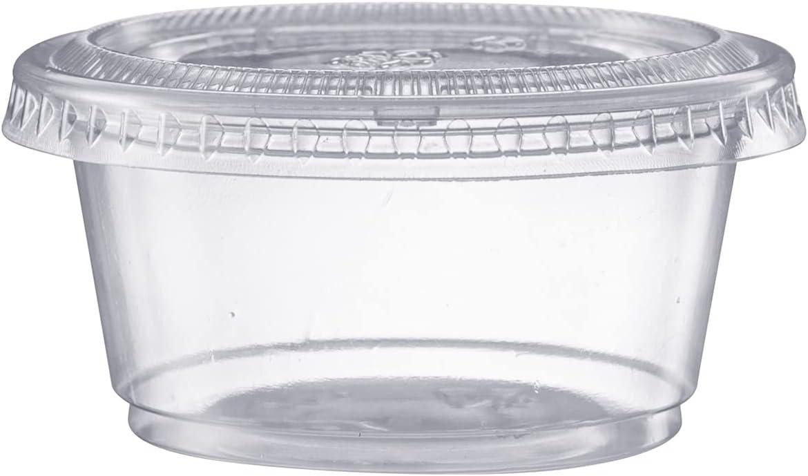 Reli. 2 oz Small Containers with Lids (250 Sets), Jello Shot Cups with  Lids, Clear Plastic Condiment Containers with Lids, Portion Cups with  Lids, Sauce Cups, Souffle Cups, Stackable