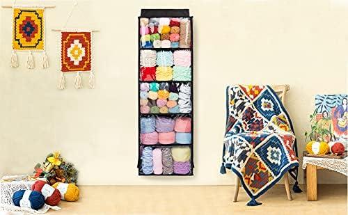 Hanging Yarn Storage Knitting Storage Organizer, over the Door with 4 Large  Clea