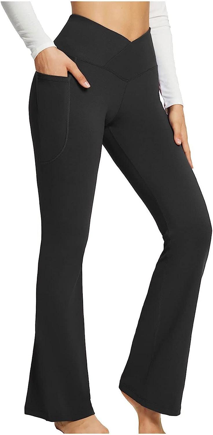Flare Leggings for Women Bootcut Yoga Pants High Waisted Workout Bootleg  Work Pants Dress Pants with Tummy Control Leggings for Women Gym Tunics Or  Tops to Wear at  Women's Clothing store