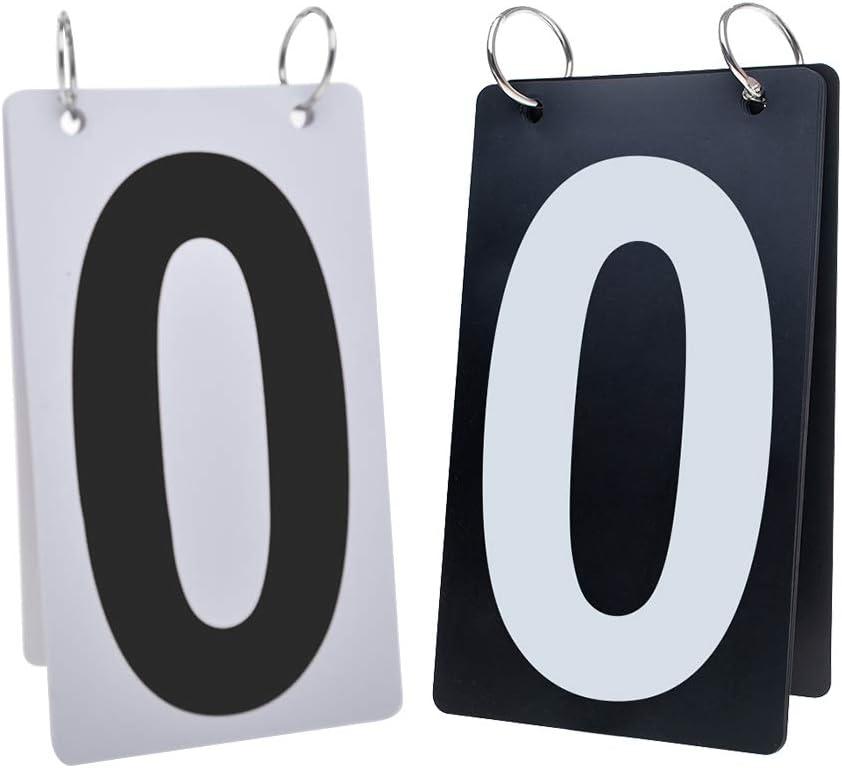 TopTie 6 Sets Numbered Score Board Cards 3-1/8 x 5-1/2 Inches Portable 0-9  Flip Scorekeeper