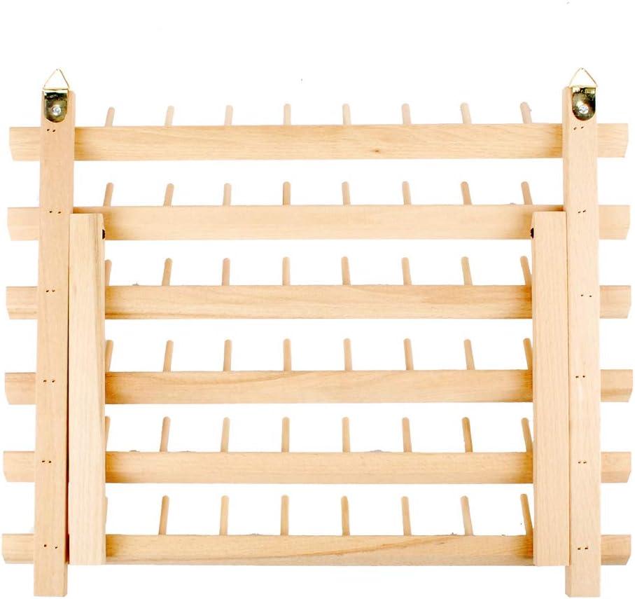 54-Spool Wall Mounted Wooden Thread Holder Sewing Thread Rack Hanging Hook  US