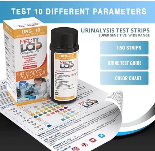10 Parameter Urine Test Strips For Urinalysis150 Cnt In Sealed Pouches Tests For Ketosis Ph 7249