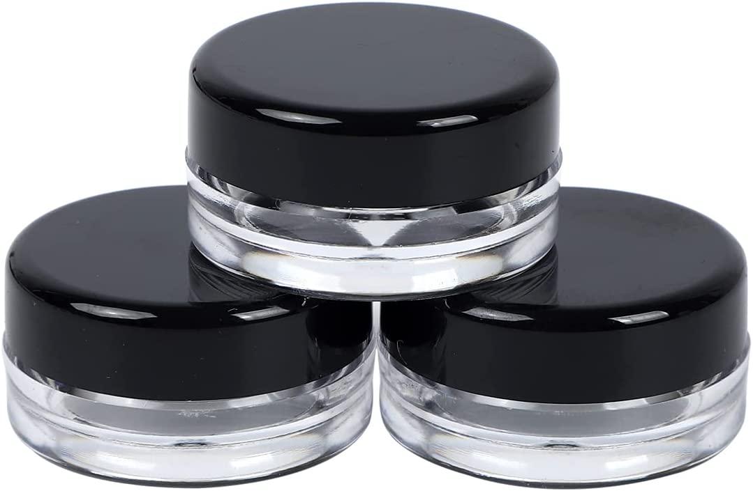 Houseables 3 Gram Jar, 3 ML, Black, 50 Pk, BPA Free, Cosmetic Sample Empty  Container, Plastic, Round Pot, Screw Cap Lid, Small Tiny 3g Bottle, for  Make Up, Eye Shadow, Nails, Powder, Paint, Jewelry