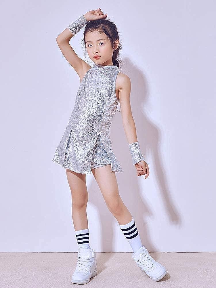 Costumes For Kids Jazz Ballroom Dancing Clothes Wear Hip Hop Clothes For  Girls Sequins Rose Shirt Tops Short Pants Carnaval