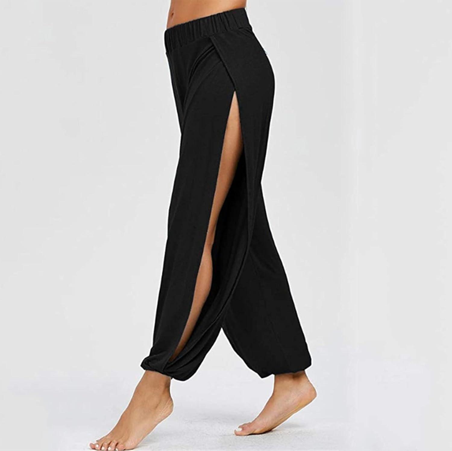 Women Wide Leg Yoga Pants Solid Color High Waist Lycra Fabric
