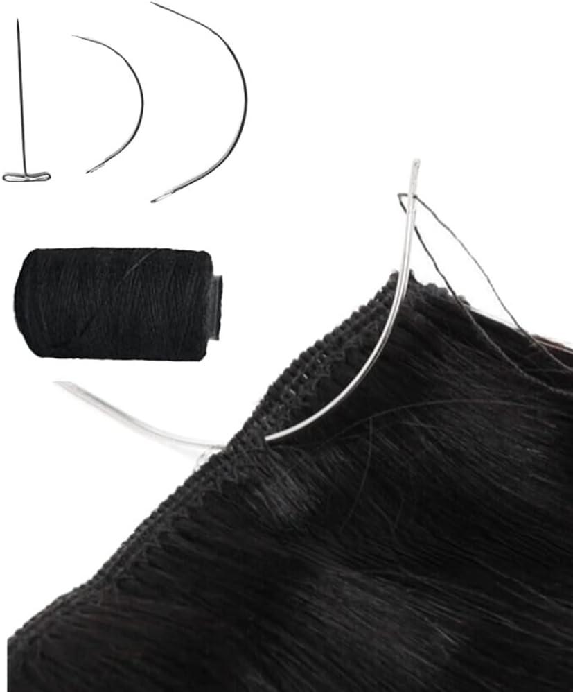 Mandala Crafts Black Hair Weave Needle and Thread Set - Hair