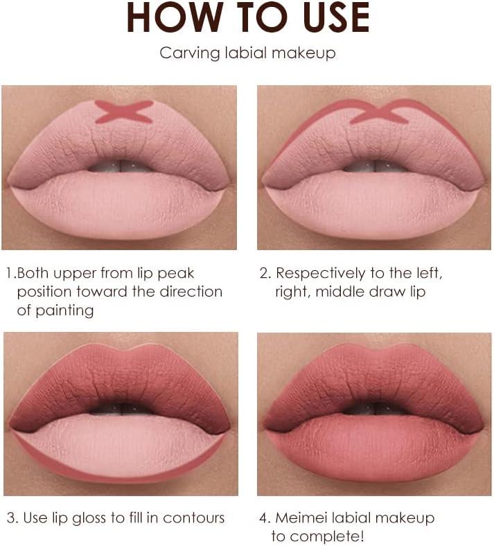 12Pcs Matte Liquid Lipstick + Lip Liner Pens Set, One Step Lips Makeup Sets  Pigment Velvety Nude Lip Stain Waterproof Long Wear Lip Gloss Make up Gift  Set (Set B)