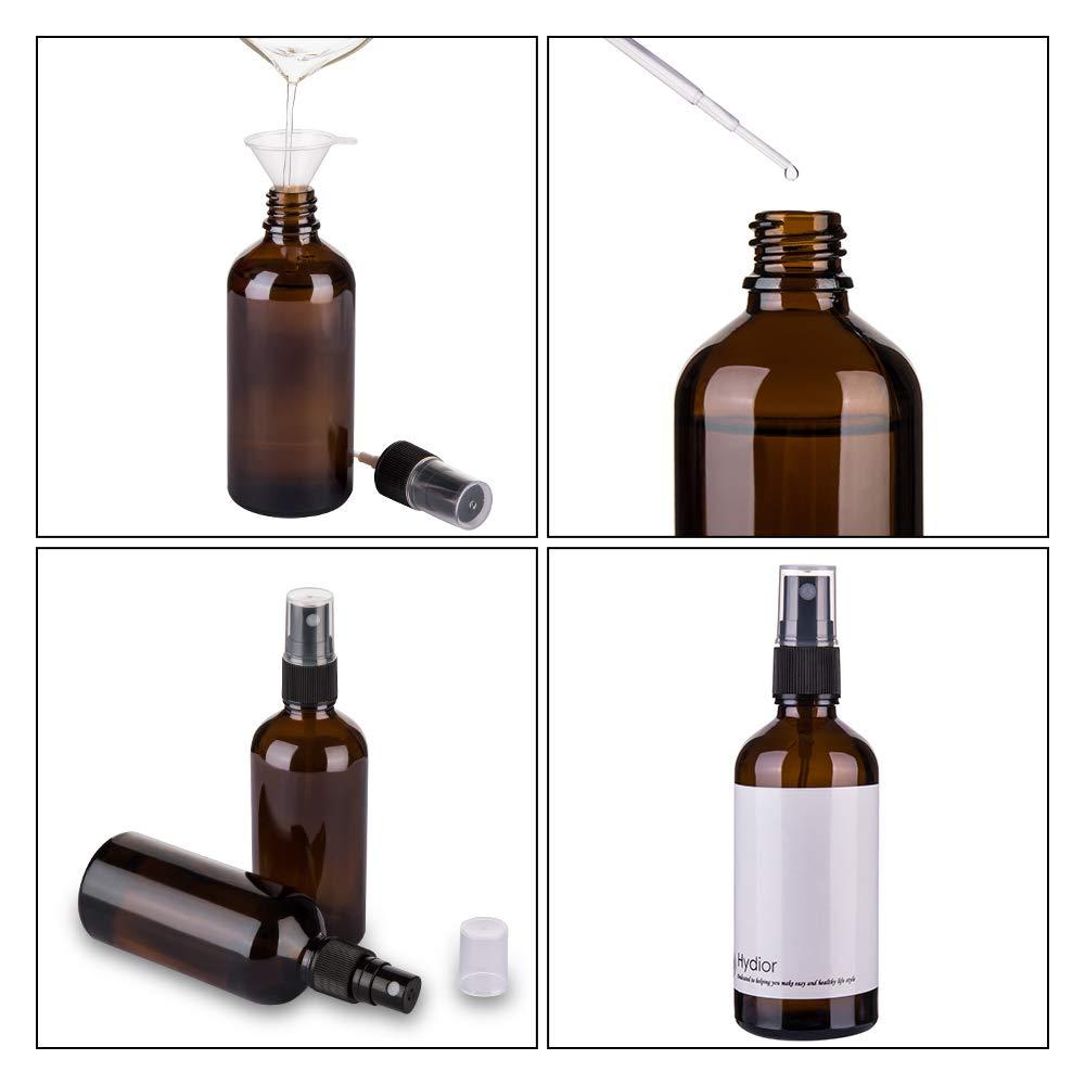 Large Empty Refillable Amber Glass Safe for Essential Oils Spray Bottles |  2 Pack, Includes bonus pens, pumps, and labels | Great for All natural