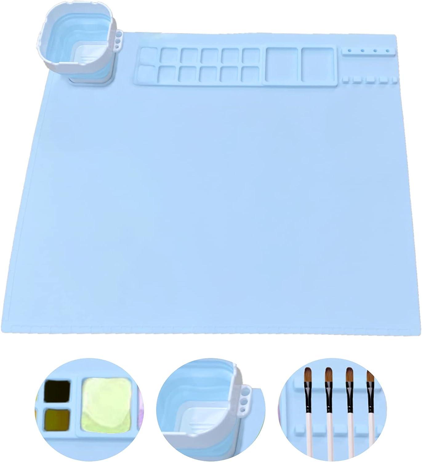 Silicone Craft Mat - Silicone Mat for Resin Casting, Stick Silicone Sheet,  Silicone Painting Art Mat with Cleaning Cup for Painting, Art, Clay, Craft