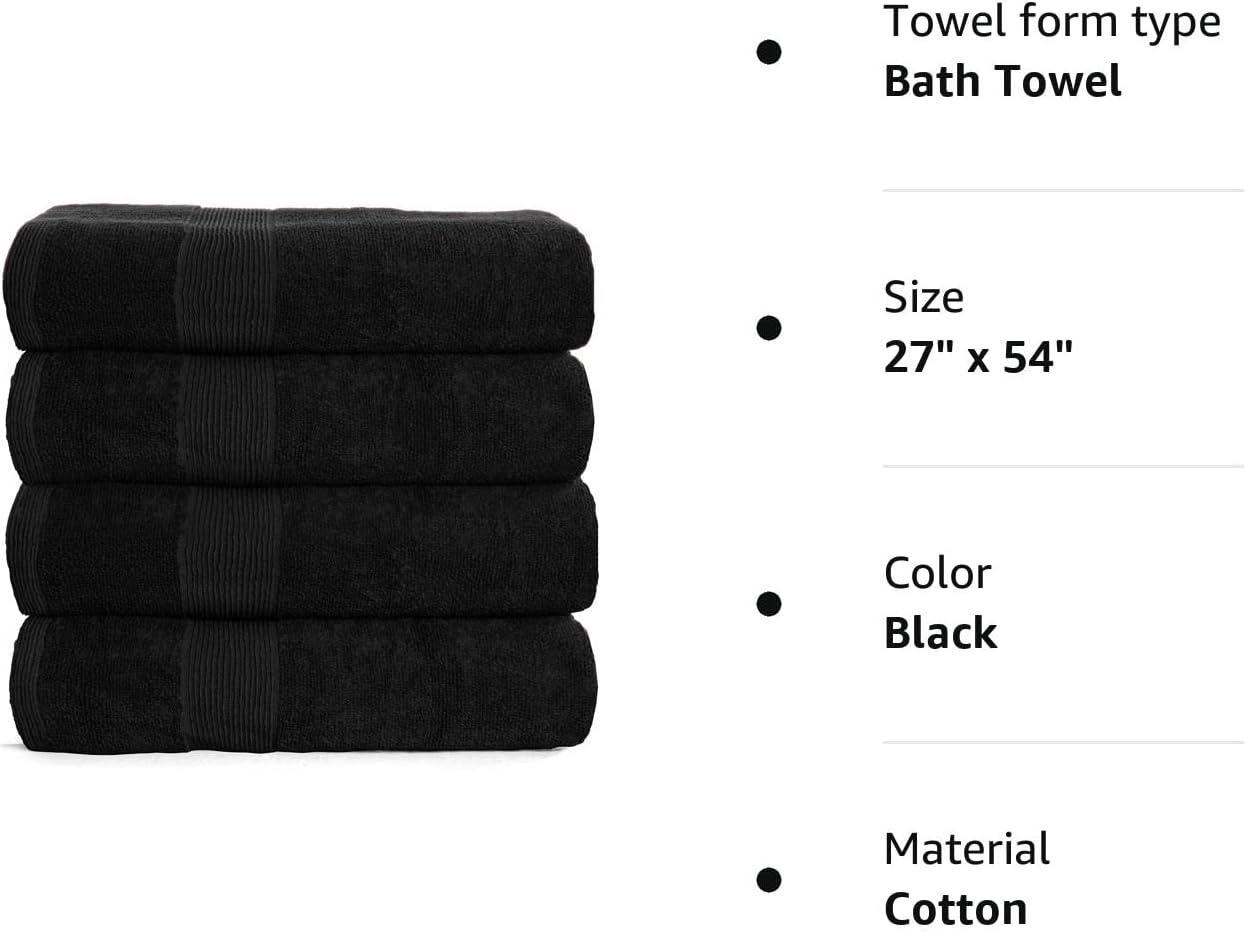 Falari Premium Bath Towel 100% Ring Spun Cotton Towels 4-Pack Extra Large  27x54
