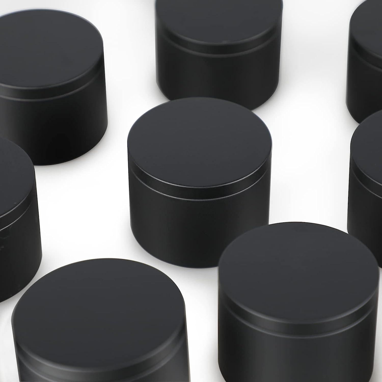 24 Pack Black Tins 8 oz. for Candle Making, Empty Jars Containers with Lids & Labels
