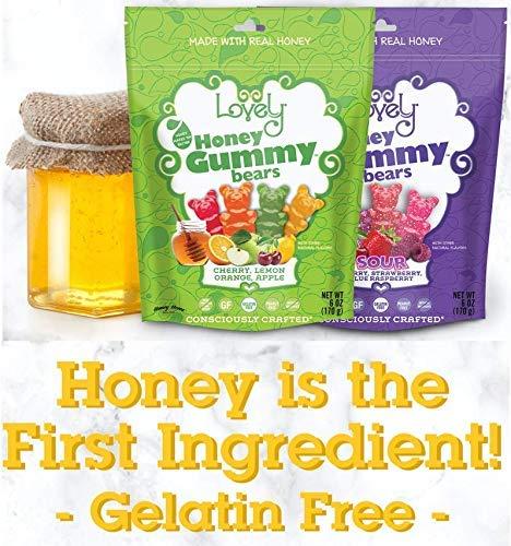 Lovely Candy Sour Honey Gummy Bears (3LB Bulk Bag), Cherry, Strawberry &  Blue Raspberry,( 1.36 kg)