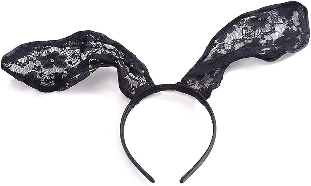 LALAFINA Bunny Ear Headband Black Accessories for Women Hair