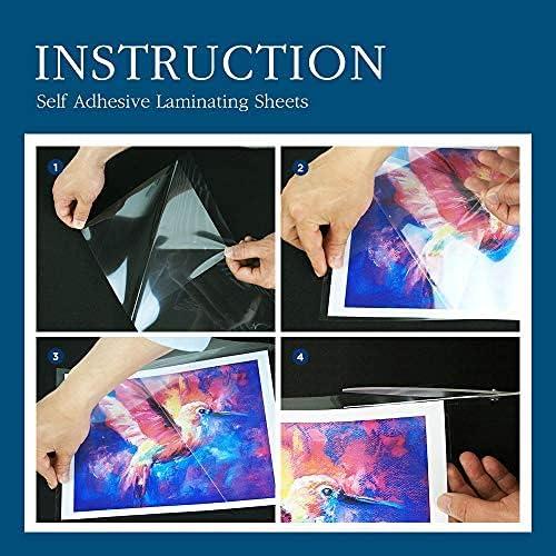 (50 Sheets) Violetto Self Adhesive Laminating Sheets, Self-Seal, No Machine Needed, Letter size, 9 x 12 inch